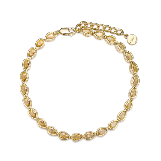 Golden Rhinestone Pear Tennis Bracelet