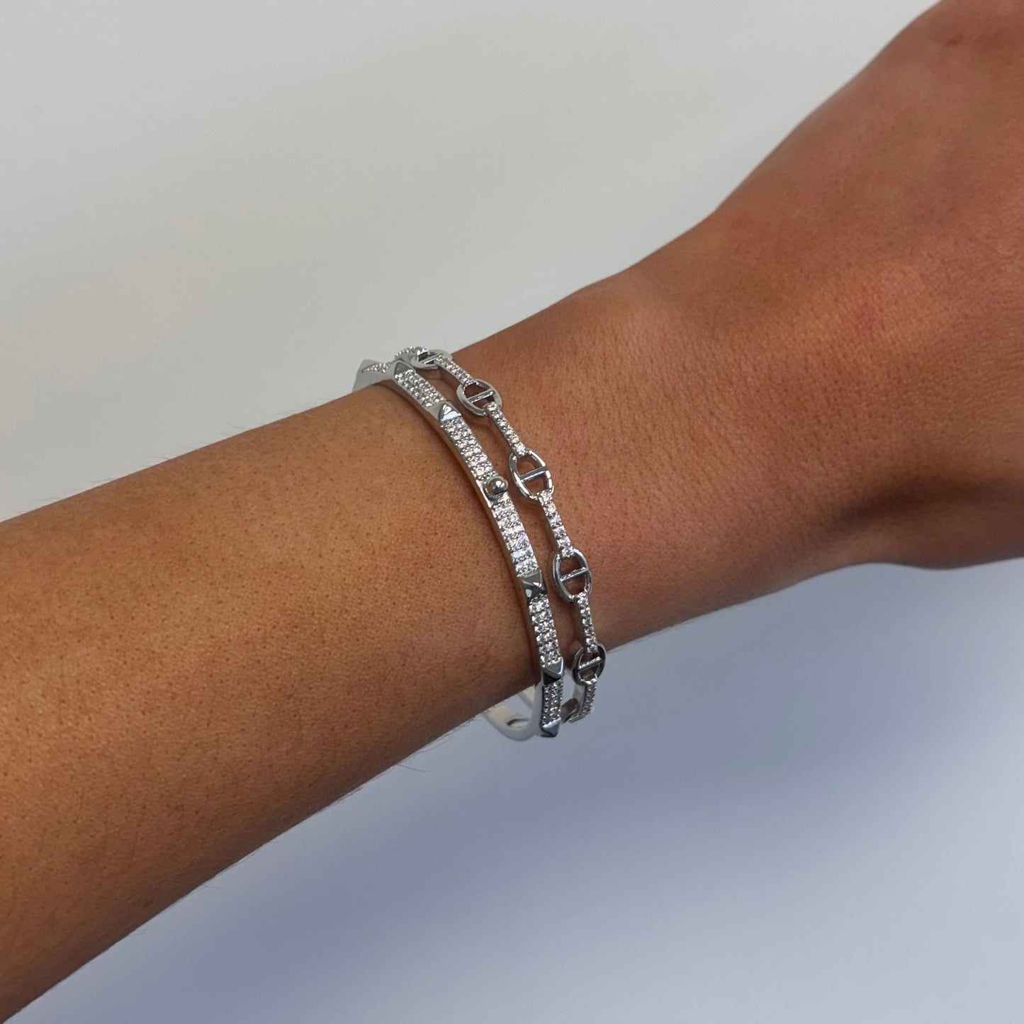 Silver Bali Dual Bangle