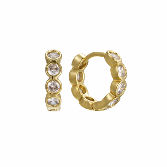 Rounded Rhinestone Huggie