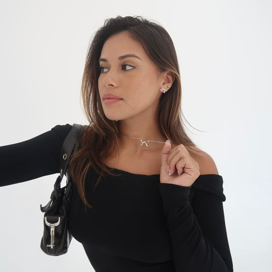Bow Stud Earrings Silver