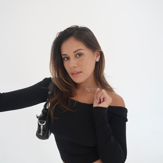 Bow Stud Earrings Silver