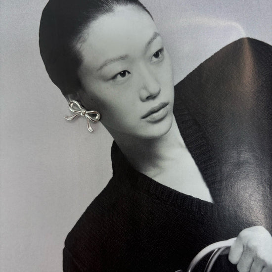 Bow Stud Earrings Silver