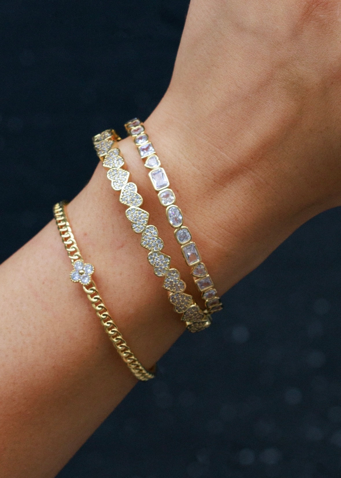 Clover Chain Adjustable Bangle Gold