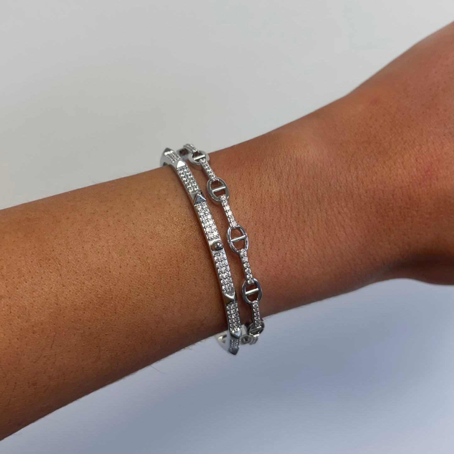 Silver Bali Dual Bangle