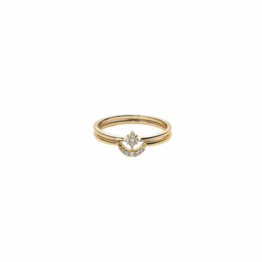 Vermeil Star and Moon Duo Ring Set