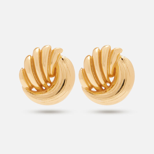 Duo Texture Statement Earring Gold