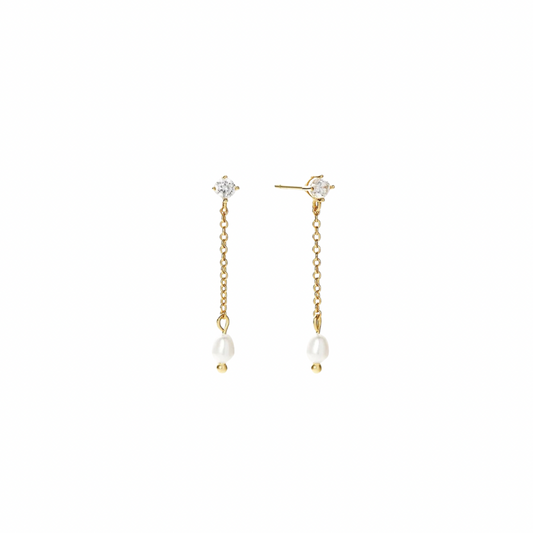 Rhinestone Drop Pearl Earrings