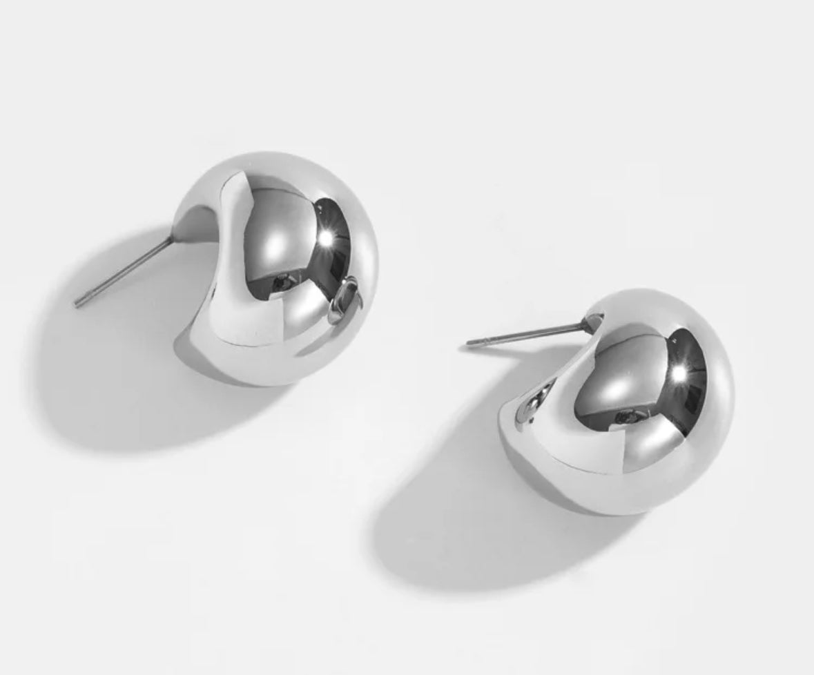 XL Silver Dome Chunky Hoops
