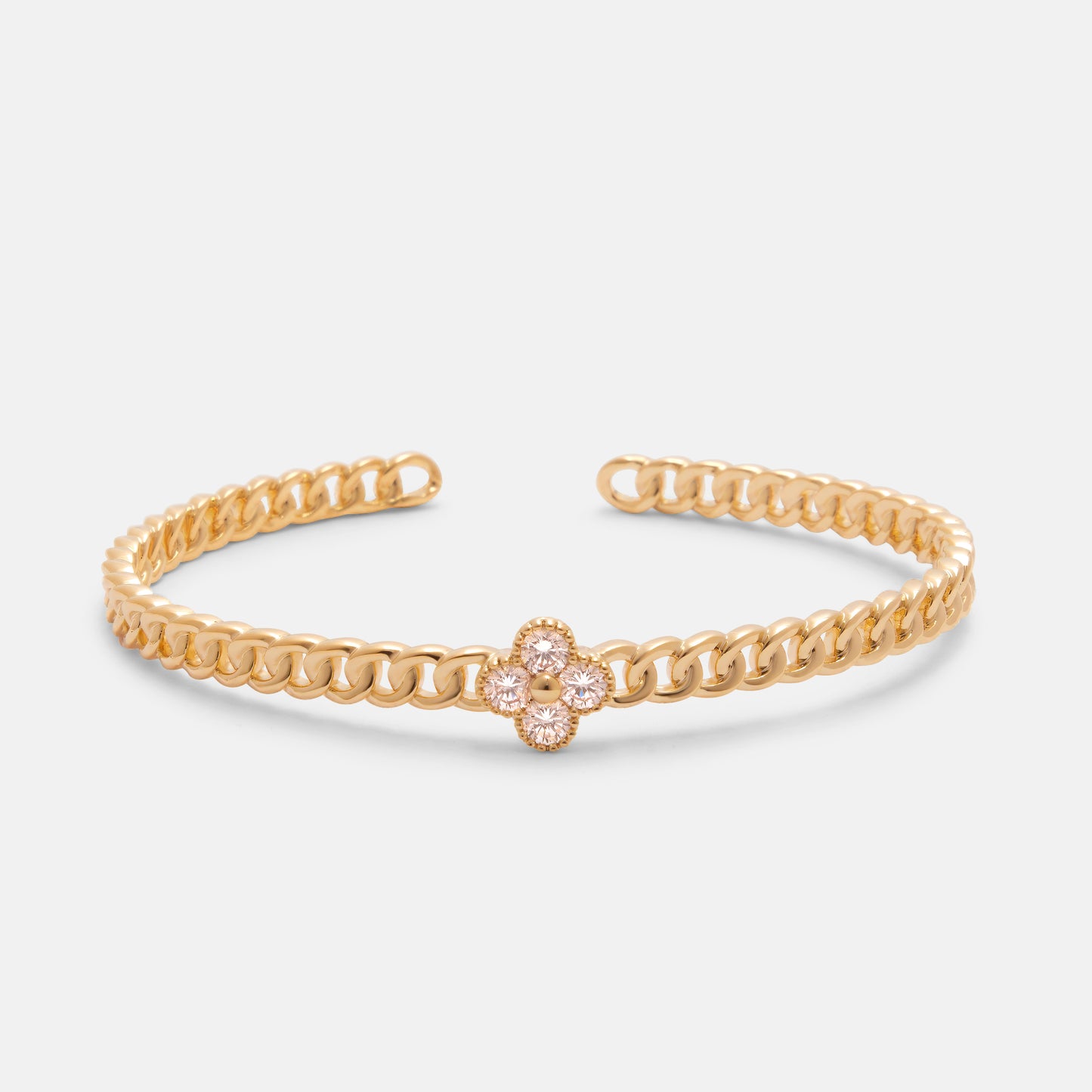 Gold Clover Chain Adjustable Bangle