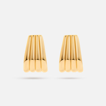 Gold Ribbed Statement Hoop