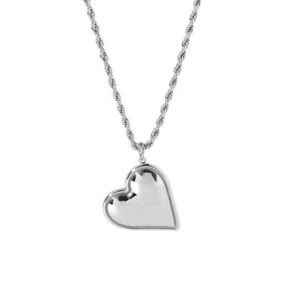 Heart Pendant Necklace Silver