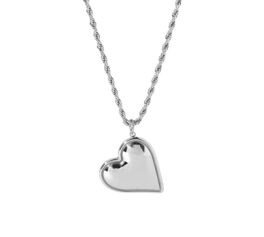 Heart Pendant Necklace Silver
