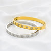 Gold Heart Bangle with Rhinestones