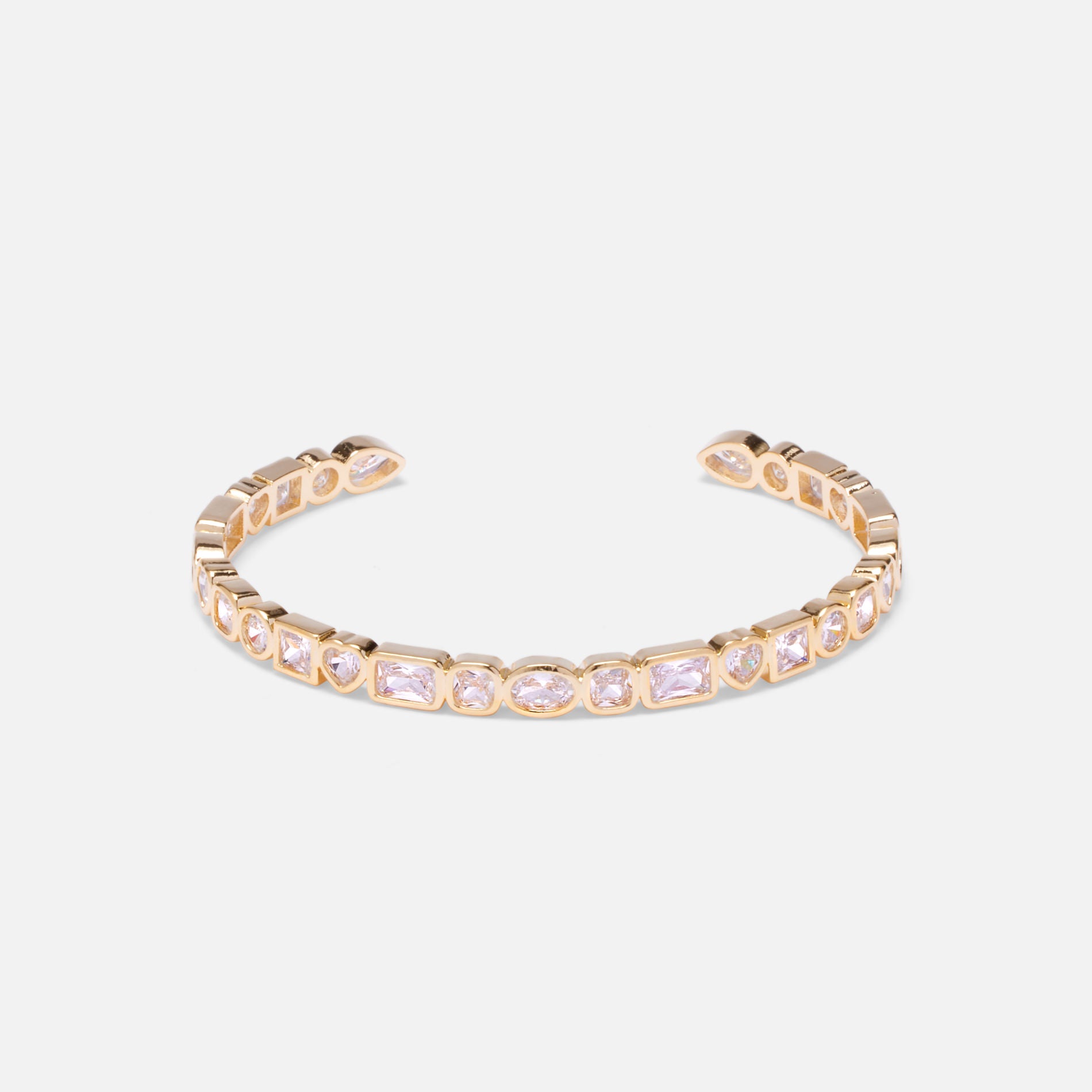 Mixed Stone Adjustable Bangle Gold