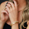 Mixed Stone Adjustable Bangle Gold
