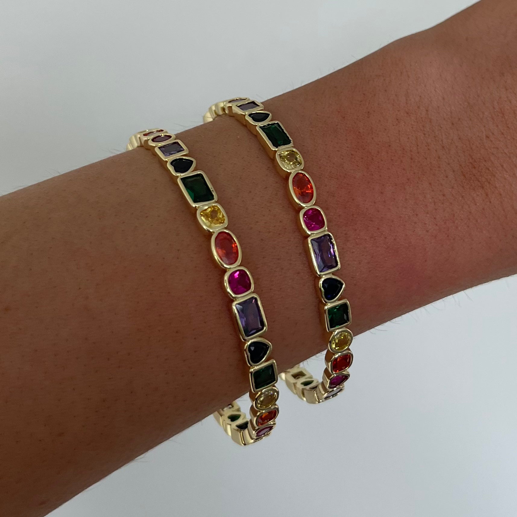 Mixed Stone Adjustable Bangle Multi
