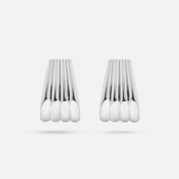 Silver Ribbed Statement Hoop