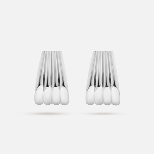 Silver Ribbed Statement Hoop