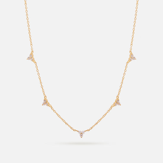 Trio Stone Necklace Gold