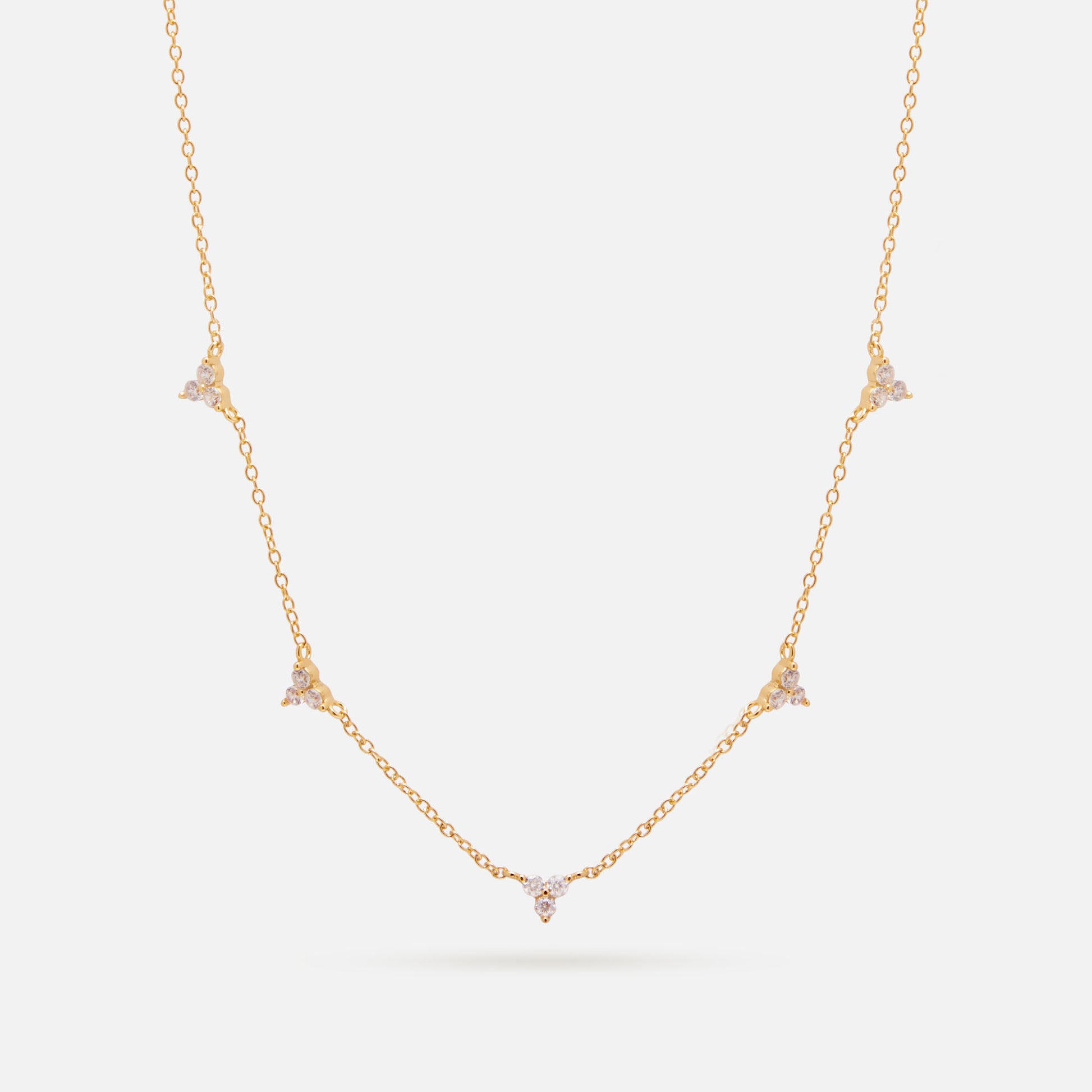 Trio Stone Necklace Gold