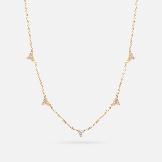 Trio Stone Necklace Gold