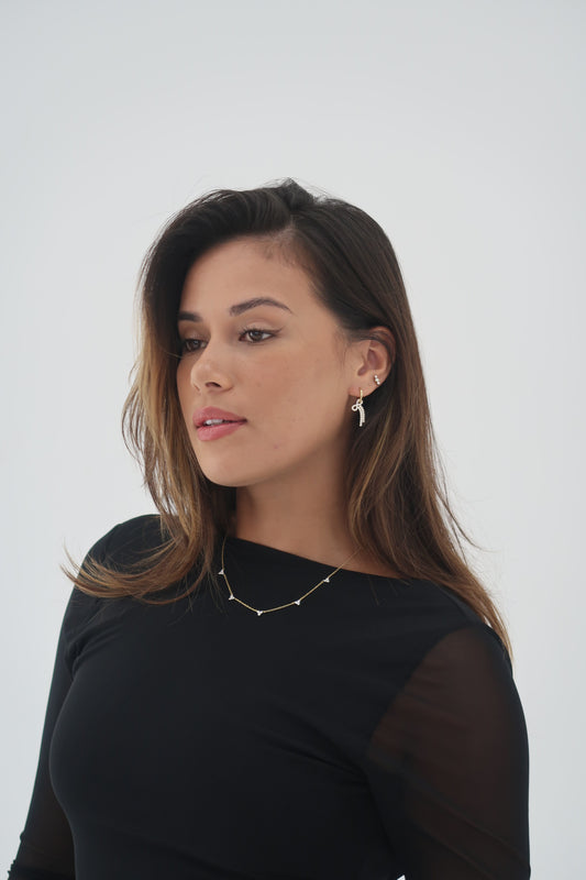 Trio Stone Necklace Gold