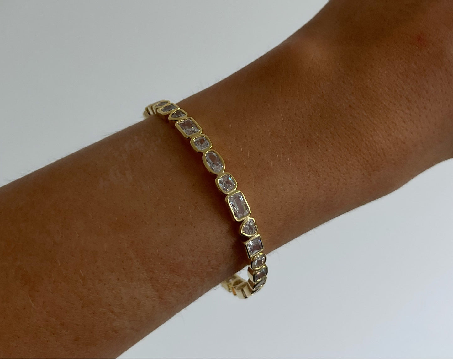 Mixed Stone Bangle - 18ct Gold Plated
