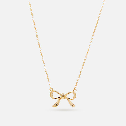 Gold Fine Chain Bow Necklace