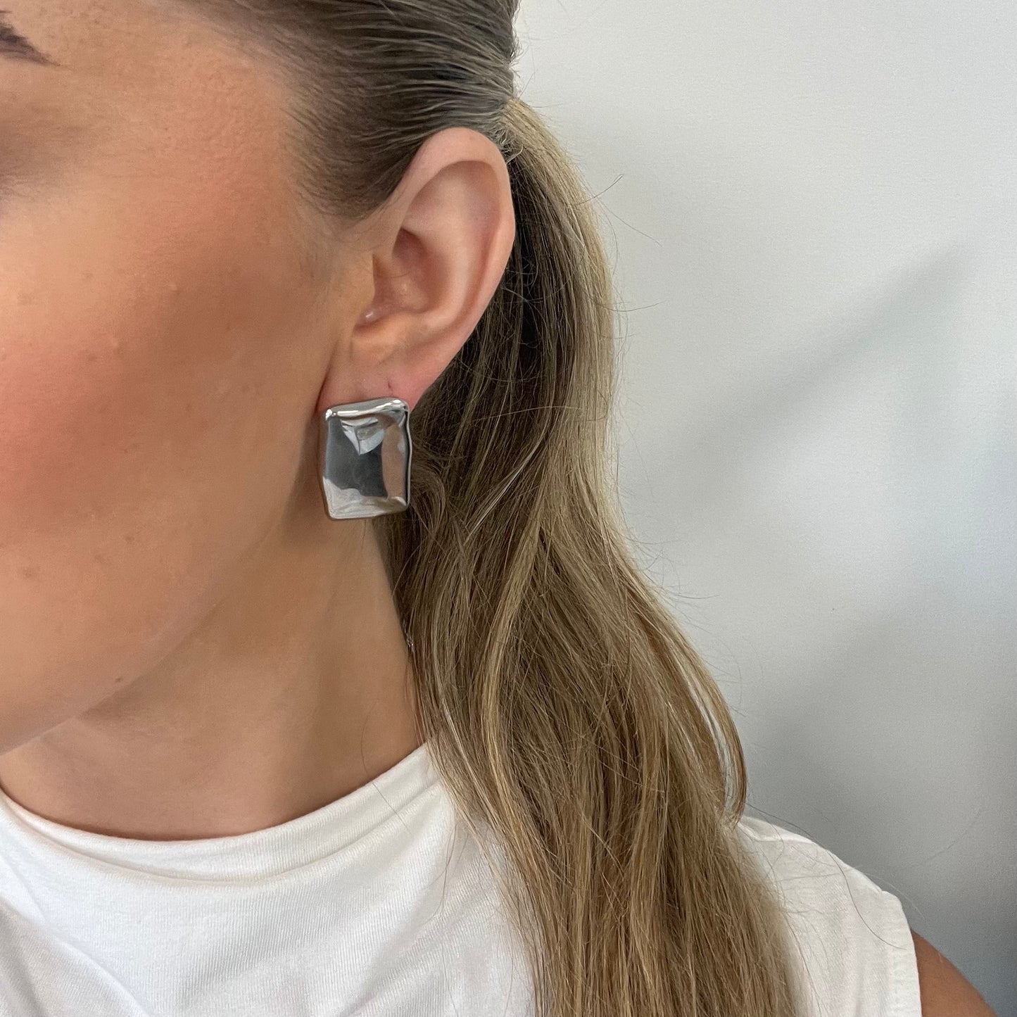 Silver Oversized Rectangle Earring