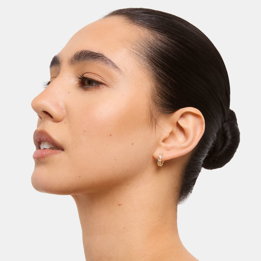 Rounded Rhinestone Huggie