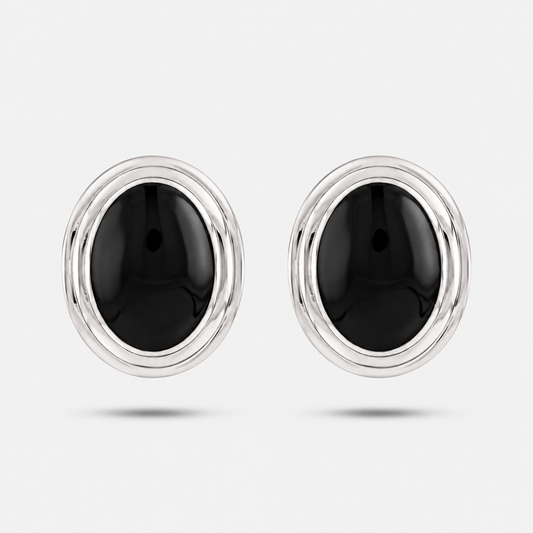 Avery Silver Onyx Earrings