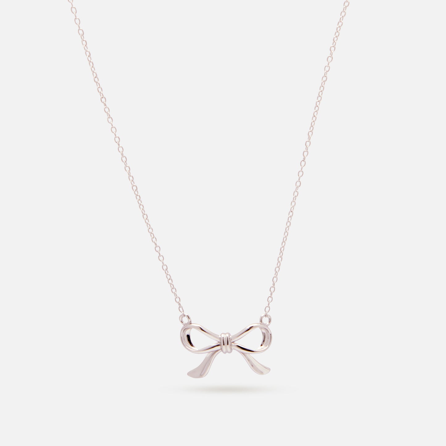 Silver Fine Chain Bow Necklace