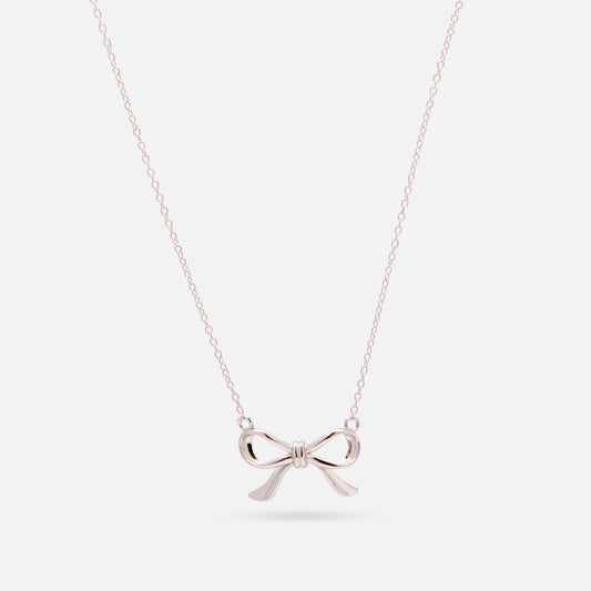 Silver Fine Chain Bow Necklace