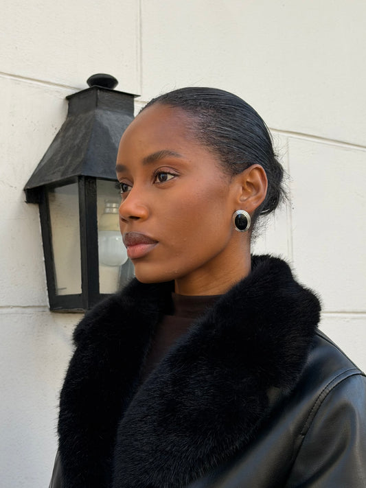 Avery Silver Onyx Earrings