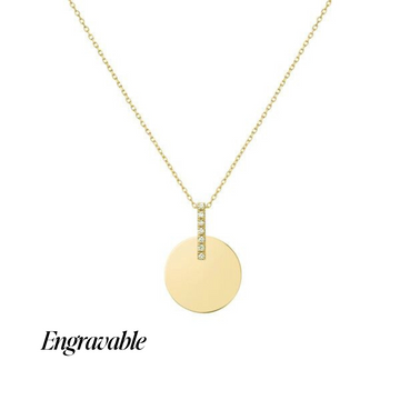 Engraved Disc Pendant Necklace