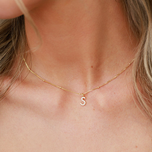 Gold Initial Fine Chain Necklace