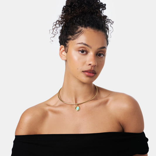 Andra Choker with Aqua Pendant