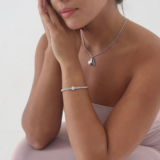 Clover Chain Adjustable Bangle Silver