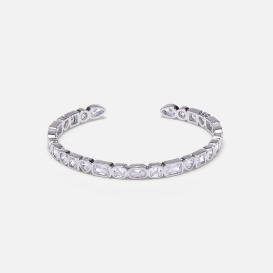 Silver Mixed Stone Bangle