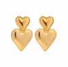 Drop Down Heart Earrings Gold 