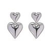 Drop Down Heart Earrings Silver 