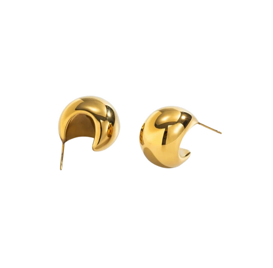 XL Gold Dome Chunky Hoops - 18ct Gold Plated