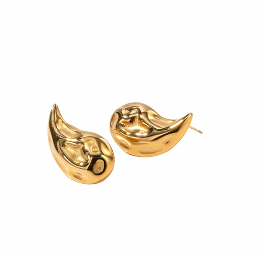 Gold Irregular Tear Drop Studs - 18-Carat Gold Plated