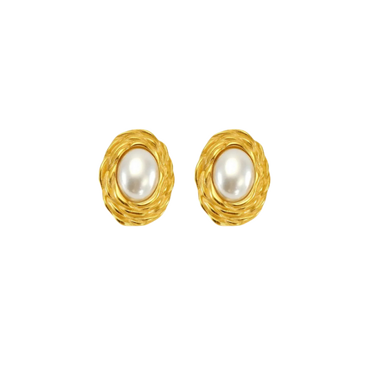 Vintage Inspired Oval Pearl Earrings