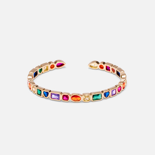 Multi-Coloured Mixed Stone Adjustable Bangle