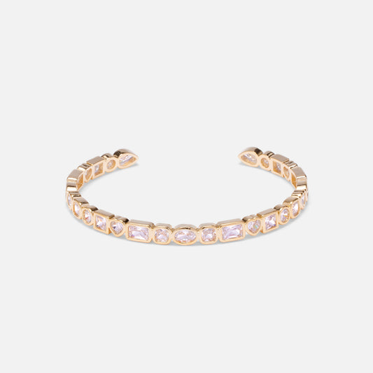 Mixed Stone Adjustable Bangle Gold