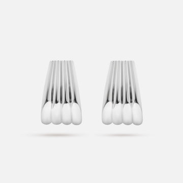 Silver Ribbed Statement Hoop