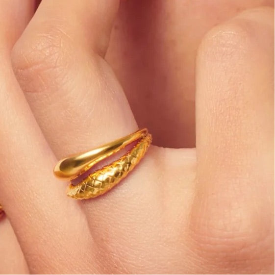 Duo Texture Ring - 18-Carat Gold Plated