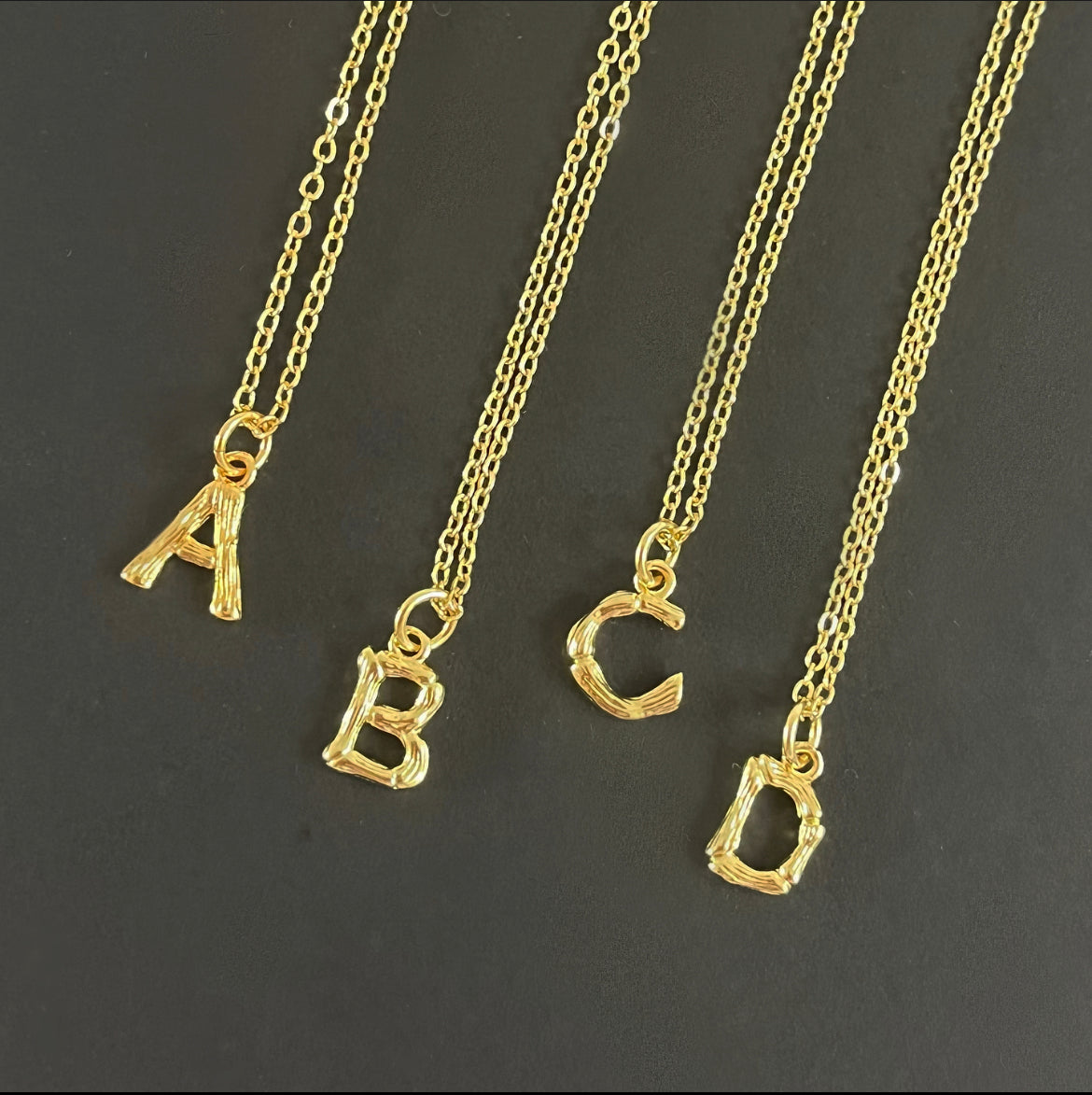 Bamboo Initial Necklace 18-Carat Gold Plated