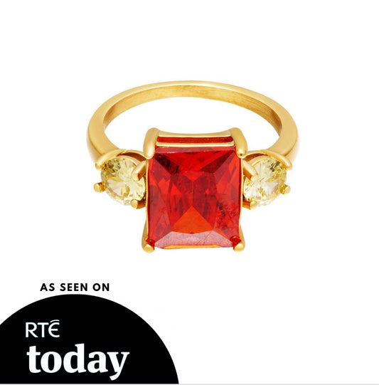 Reyna Ruby Ring - 18K Gold Plated